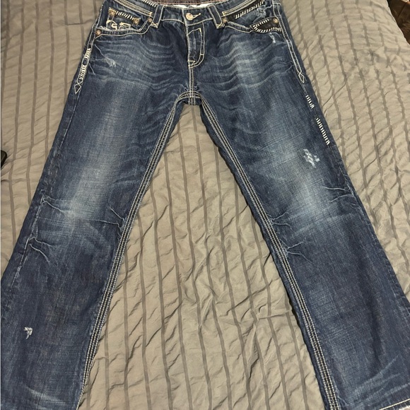 Rock Revival Dark Blue Straight Jeans - Picture 1 of 2